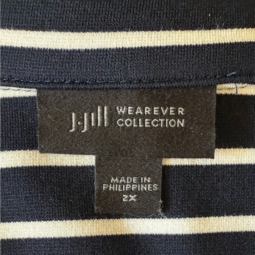 J. JILL Wearever Preppy Business Casual Stretchy Unstructured Striped Blazer 2X